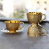 cup set 6 TamraPatra Pure Brass Handcrafted Embossed Design Cup & Saucer Set of 6