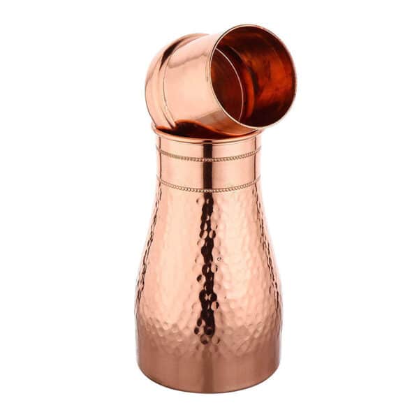 front view Stylish & Elegant Bedside Bedroom Copper Bottle Jar with Pure Copper & Joint Free, Capacity 1000 ML