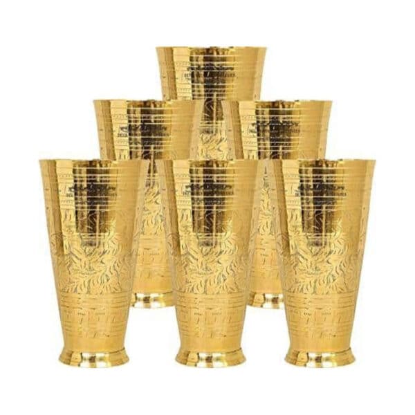 Brass Lassi Glass with Embossed Design