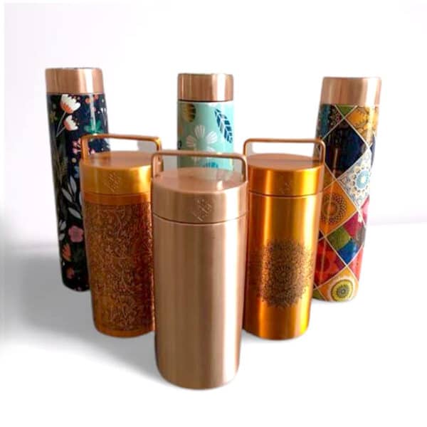 copper bottle, elegant modern stylish with handle 1 liter