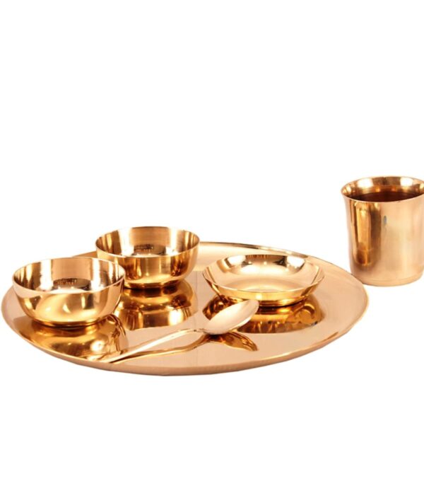 Bronze Kansa Thali Dinner Set 1 Bronze Kansa 6 Pieces Thali Dinner Set - Dinnerware & Serveware