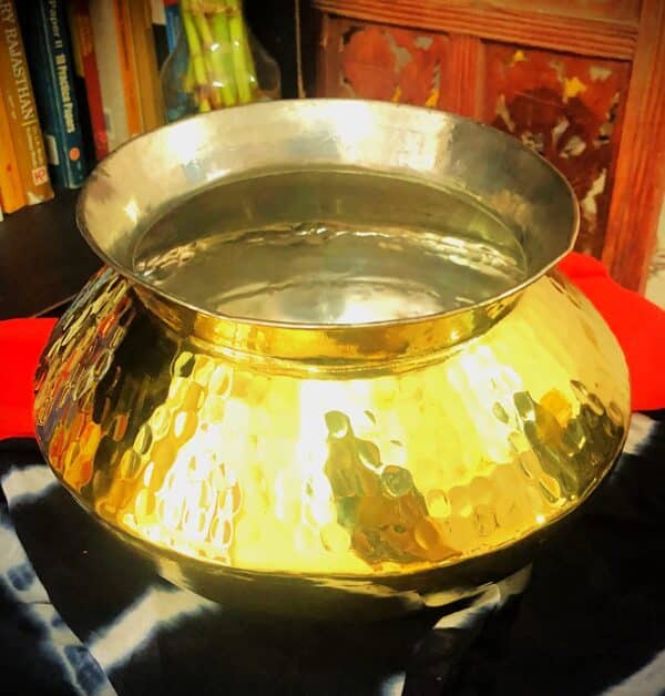 Dekchi pongal Pot 4 Brass Dekchi, Pongal Pot With Tin Coating (Kalai) Inside - 1.25 Liter