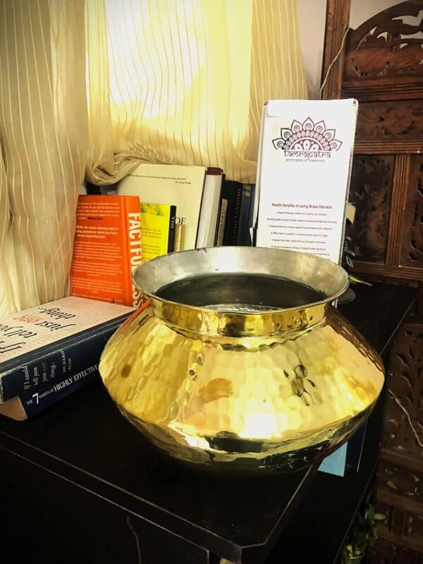 Dekchi pongal Pot 5 Brass Dekchi, Pongal Pot With Tin Coating (Kalai) Inside - 1.25 Liter