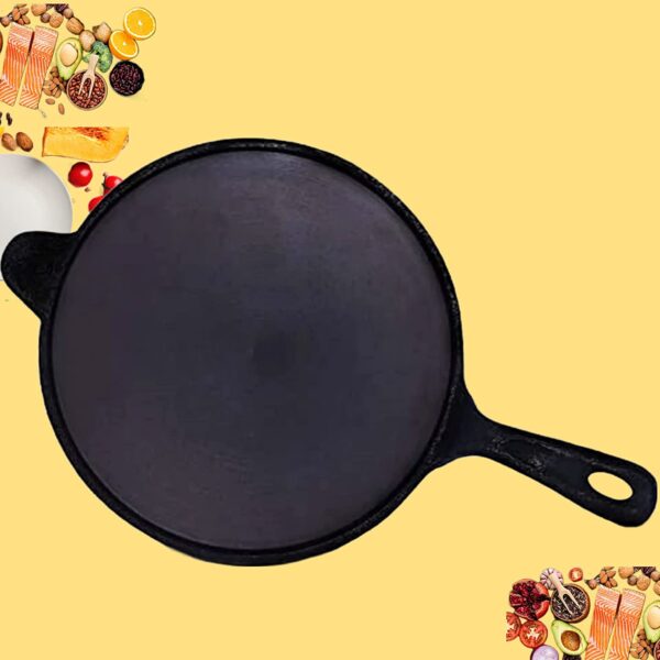 Dosa Tawa with Long Inbuilt Handle 2 Pre-Seasoned Natural nonstick raw Cast Iron Dosa Tawa with Long Inbuilt Handle