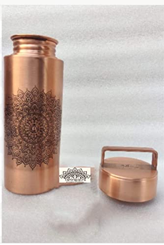 415mu8Xo2SL Tamrapatra copper Bottle - Modern design - 1L (Brass Mandala Design)