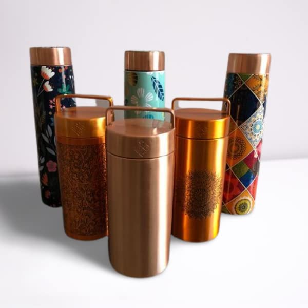 41XclUXuAfL Tamrapatra copper Bottle - Modern design - 1L (Brass Mandala Design)