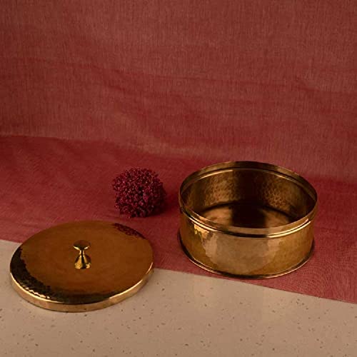 41Yjvkn9hjL Tamrapatra Brass (Pital) Roti / Chapatti Casserole Box with Lid (Without Tin Coating,Large)