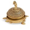 51NjT1yAzzL Tamrapatra Brass Peacock Incense Burner on a 3-Legged Tortoise Stand (Yellow)