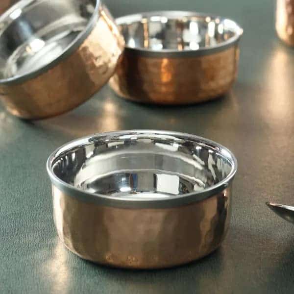 51SV2yg0b2L 1 TamraPatra Stainless Steel Copper Dinner Thali Set, 48 Pieces, Service for 6