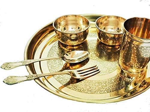 13 TamraPatra - Brass Dinner Set of 7 pieces Gold